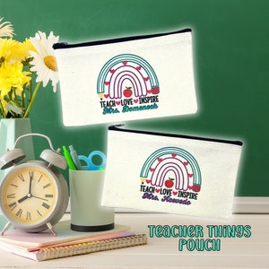 Teacher Appreciation Day Pouch | Canvas Makeup Bag | Teacher Makeup Bag ...