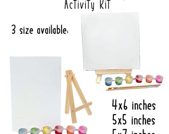 Pre-Printed Canvas Activity Kit: Kids Art Party, Brush & Easel