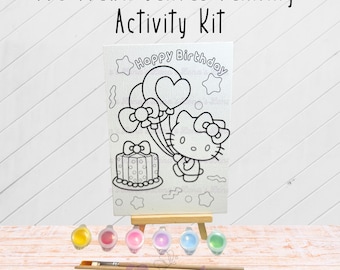 Hello K_tty Pre-Drawn Canvas: Birthday Art Party Activity