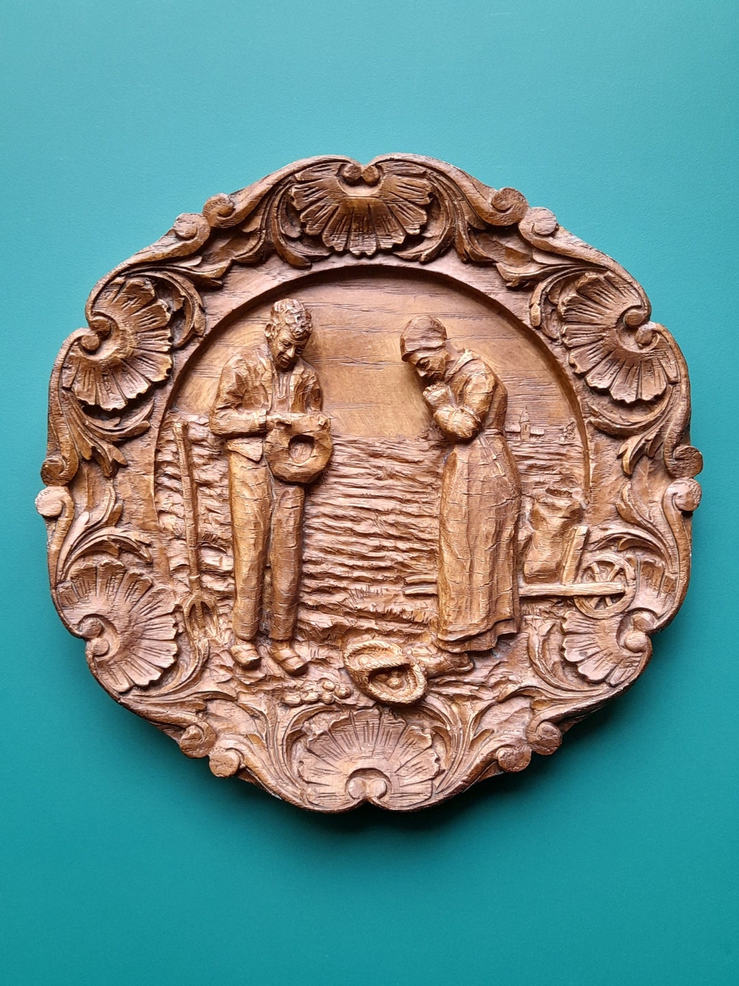 Angelus Wall Decoration Imitation Wood Probably Resin Vintage French Etsy