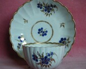 Worcester Teabowl and Saucer Blue Flowers c.1785 Georgian Antique