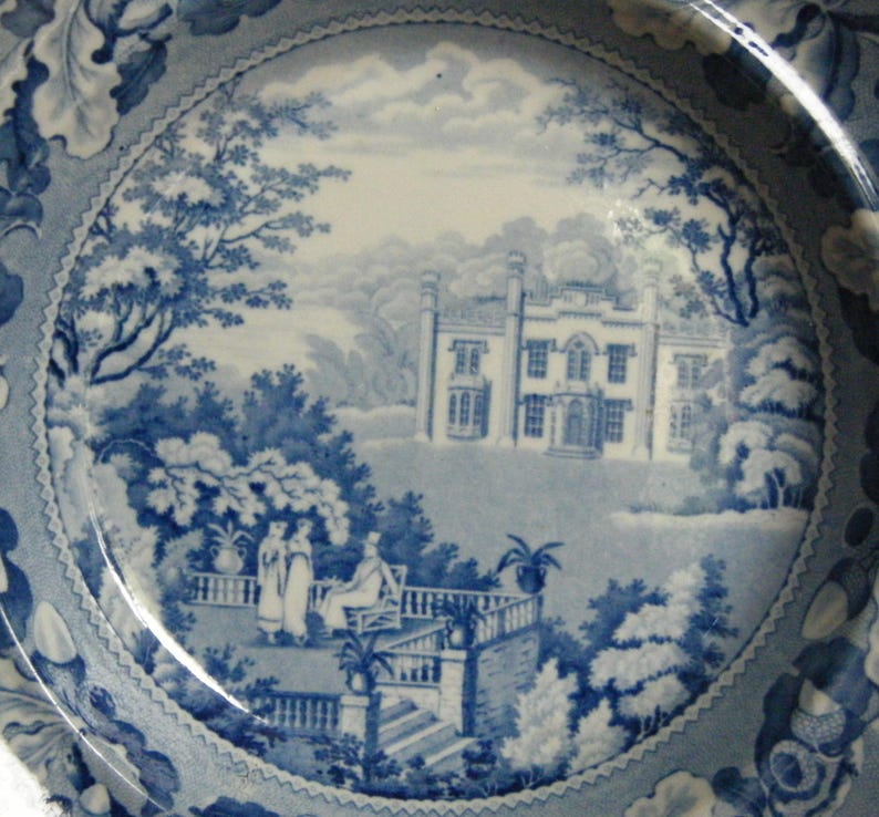 Antique Blue and White Transferware Soup Plate Kincardine Etsy