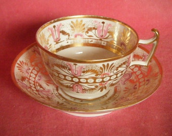 John Rose Coalport London Shape Teacup and Saucer c.1815 Antique