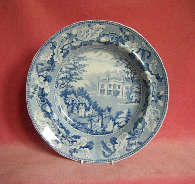 Antique Blue and White Transferware Soup Plate Kincardine Etsy