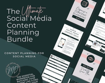 The Ultimate Social Media Content Planning Bundle | Workbook for Social Media Creation | Productivity Planner