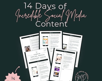 14 Days of Content Ideas eBook | Printable | Instant Digital PDF Download | for Business Owners