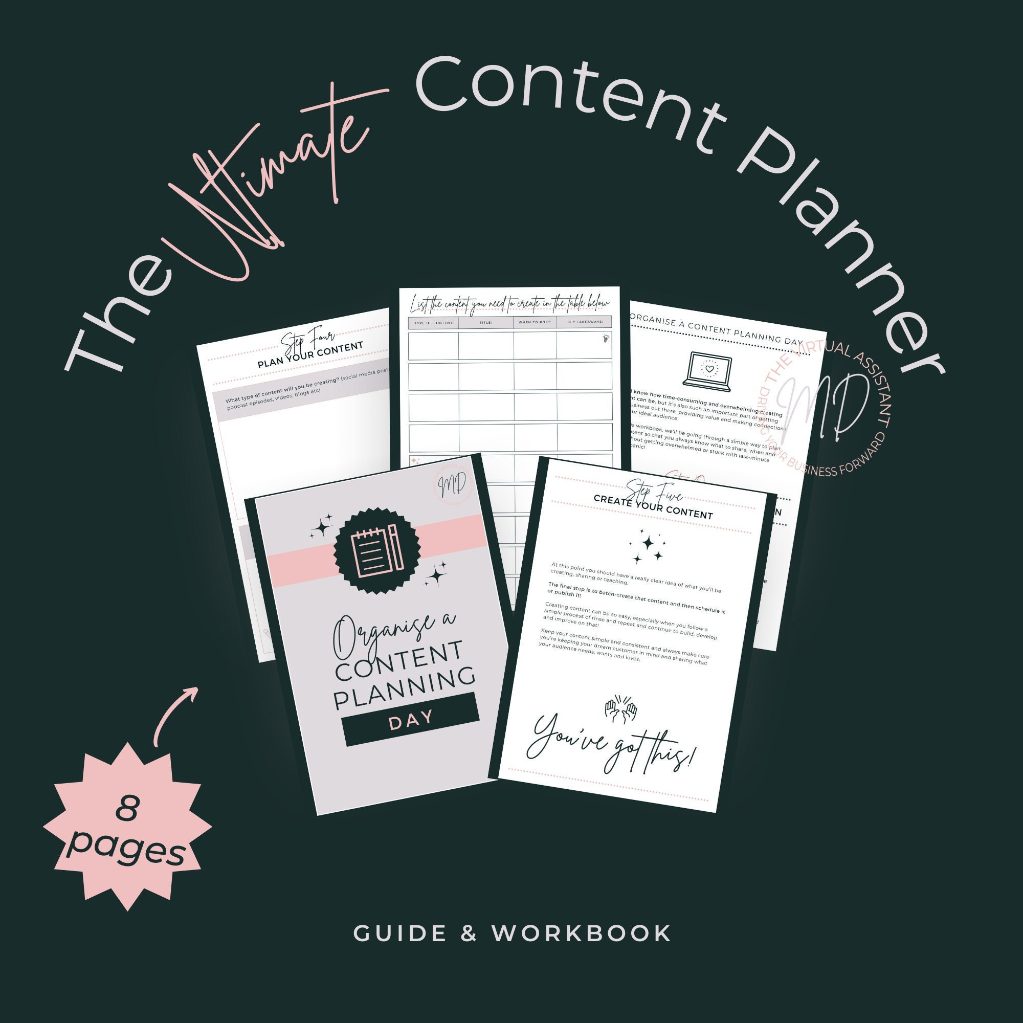 The Ultimate Content Planning Day Guide & Workbook Printable , 8-page ...
