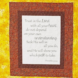 Trust in the Lord, handmade prayer quilt, Christian quilt, scripture quilt, Christian gift, pastor minister gift, ordination gift