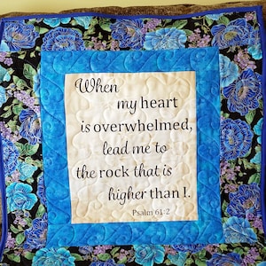 Psalm 61, Biblical quotes, handmade prayer quilt, scripture quilt, bereavement gift, pastor gift, ordination gift