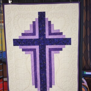 Christian Cross quilt, handmade prayer quilt, ordination gift, cross church banner, log cabin quilt, cross banner, pastor gift, Catholic