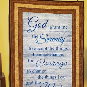 Handmade Serenity Prayer Quilt: Christian Spiritual Gift (30x50 inches)