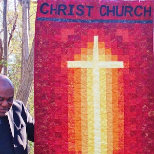 handmade Church Banner, gift for pastor, prayer flag, Personalized Cross banner