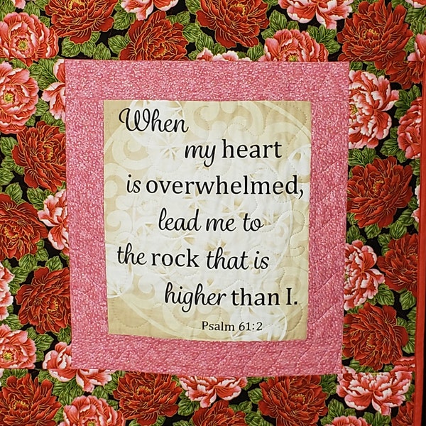 Psalm 61, Biblical quotes, handmade prayer quilt, nursing home gift, condolence gift, pastor gift, scripture quilt, ordination gift