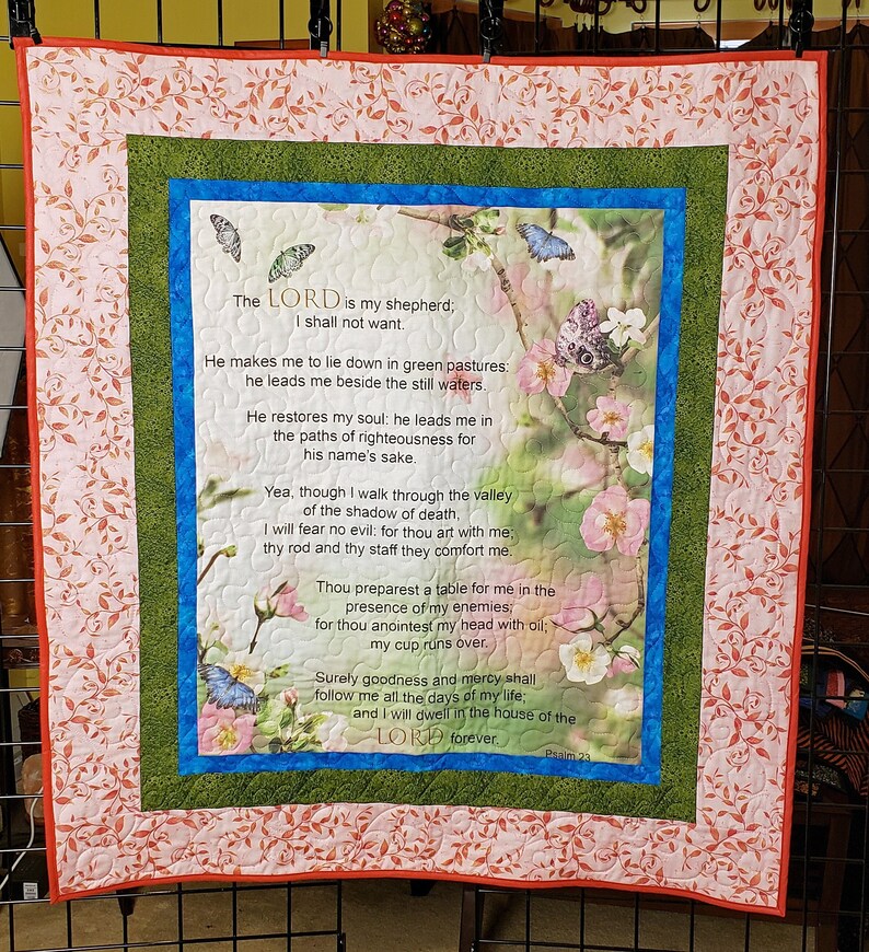Psalm 23 Handmade Prayer Quilt Bible Verse Decor Christian Etsy