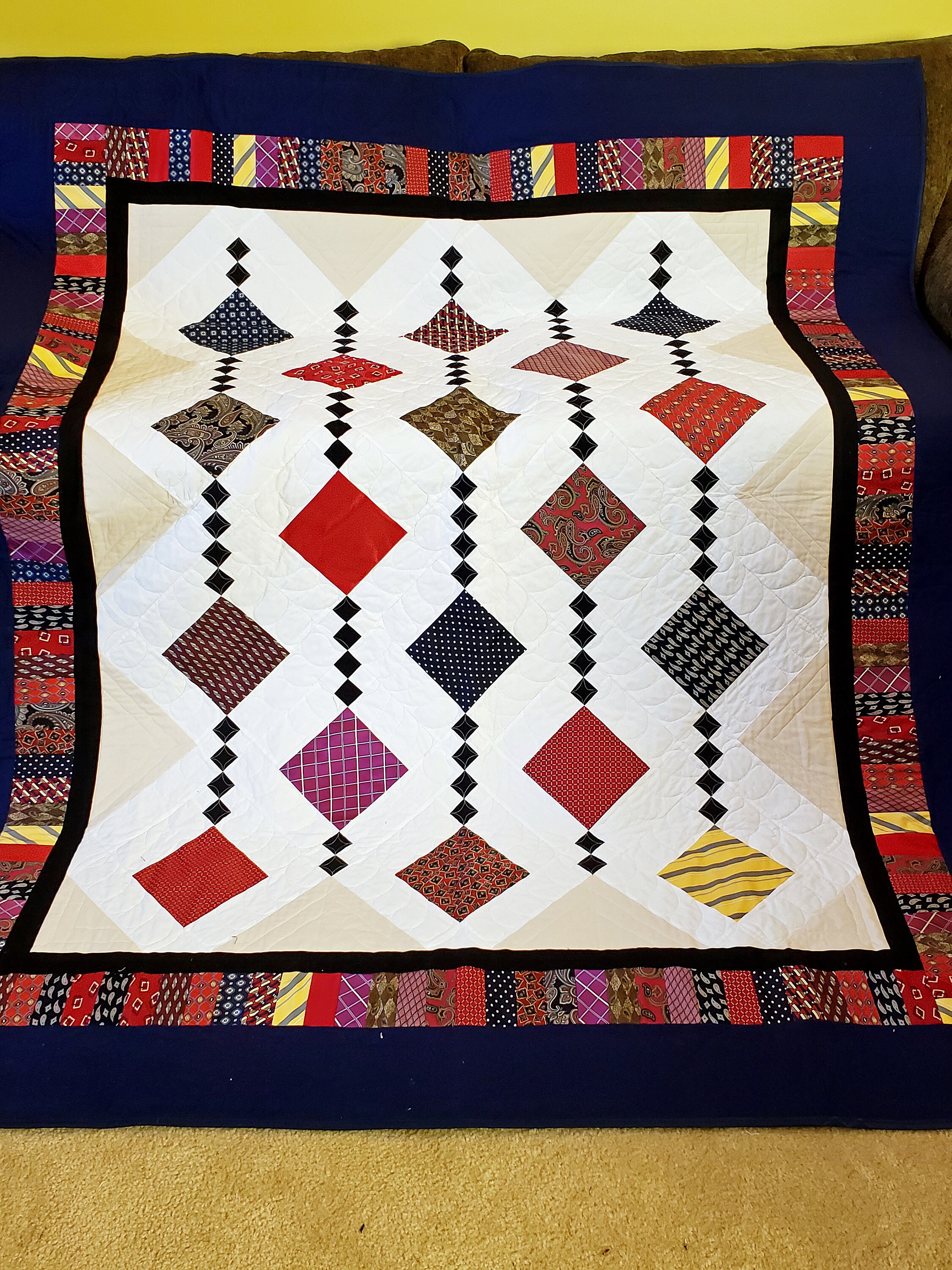Memorial Patterns Necktie Custom Memorial Quilt, Bereavement Quilt, Grieving Gift ...