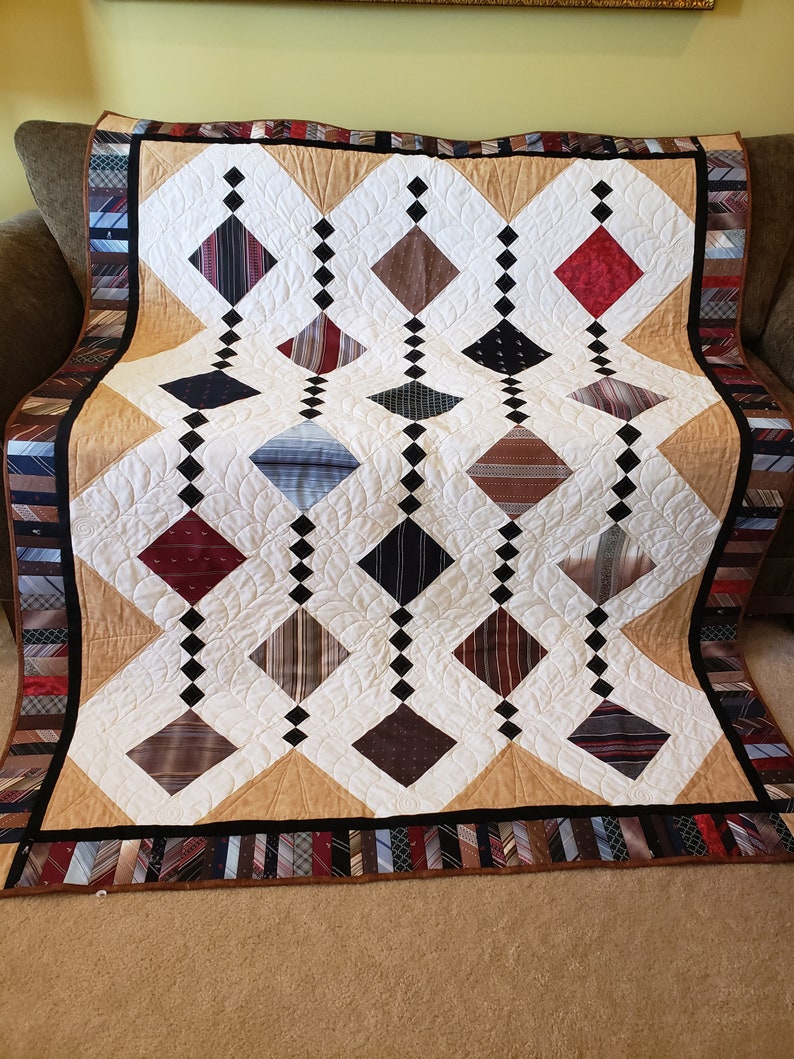Memorial Patterns Necktie Custom Memorial Quilt, Bereavement Quilt, Grieving Gift ...