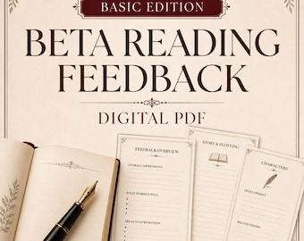 Cahier d'exercices de bêta-lecture (formulaire de retour d'information imprimable pour les auteurs, guide et planificateur de critique de manuscrits, format PDF)