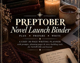 Preptober Novel Planner | NaNoWriMo Writing Workbook | Prompts & Story Planning Printable A4 PDF