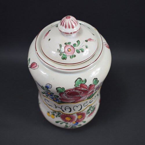 Antique French Pharmacy shops Jar Pot C. Hamech 19th