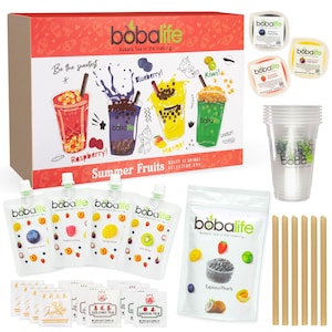 Bubble Tea Kit Geschenkbox - Summerfruit Auswahl für 12 Getränke | Für Veganer geeignet | von Bobalife