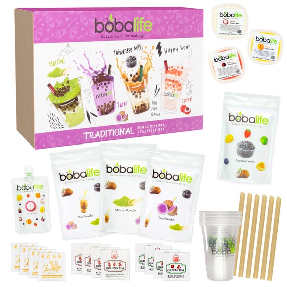 Bubble Tea Kit Gift Box Traditional Selection Makes 12 Drinks Suitable for  Vegans by Bobalife 