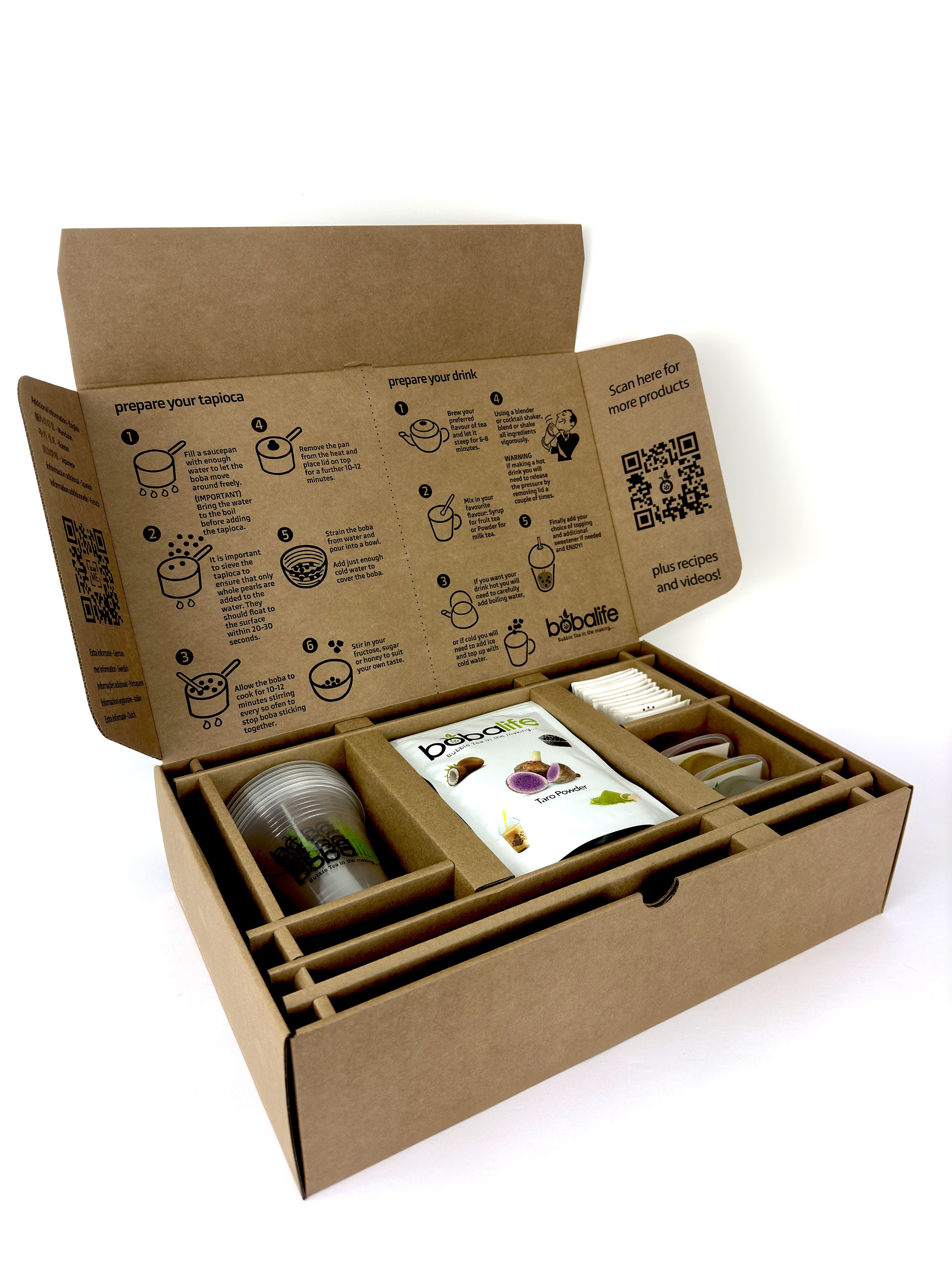 Bubble Tea Kit Gift Box Traditional Selection Makes 12 Drinks