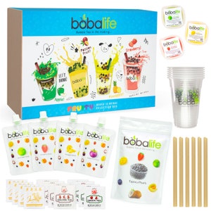 Bubble Tea Kit Gift Box - Fruit Selection Makes 12 Drinks | Suitable for Vegans | by Bobalife