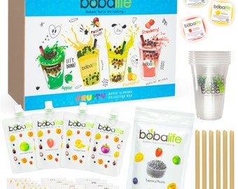 Bubble Tea Kit Gift Box - Fruit Selection Makes 12 Drinks | Suitable for Vegans | by Bobalife