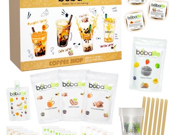 Bubble Tea Kit Gift Box - Coffee Shop Selection Makes 12 Drinks | Vegan & Gluten free | By Bobalife