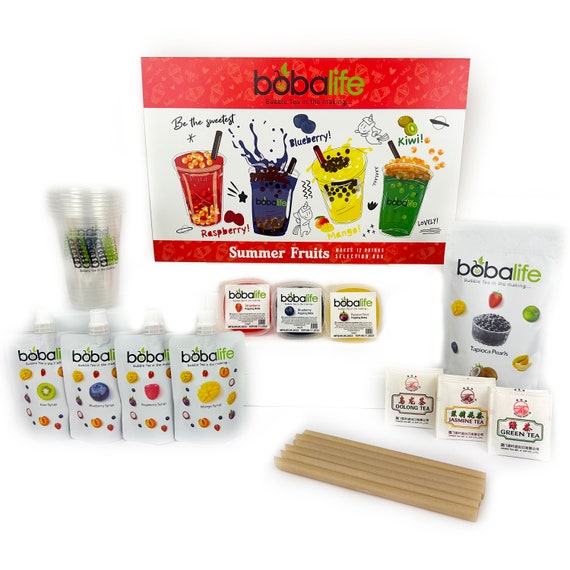 Bubble Tea Kit Gift Box Summerfruit Selection Makes 12 Drinks Suitable for  Vegans by Bobalife 