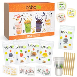 Bubble Tea Kit Geschenkbox - Milchauswahl für 12 Getränke | Für Veganer geeignet | von Bobalife