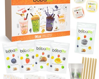 Bubble Tea Kit Gift Box - Milk Selection Makes 12 Drinks | Suitable for Vegans | by Bobalife