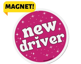 Neuer Fahrer! Niedlicher ästhetischer rosa glitzernder Schüler, der Fahrer lernt Teen Teenager Auto Aufkleber
