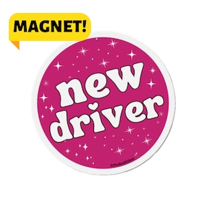 New Driver! Cute Aesthetic Pink Sparkle Student Learning Driver Teen Teenager Bumper Magnet Car Decal