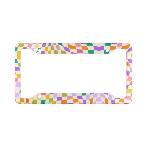 Multicolored Disco Trippy Checkered License Plate Frame Car Decor Accessories - 1 Frame