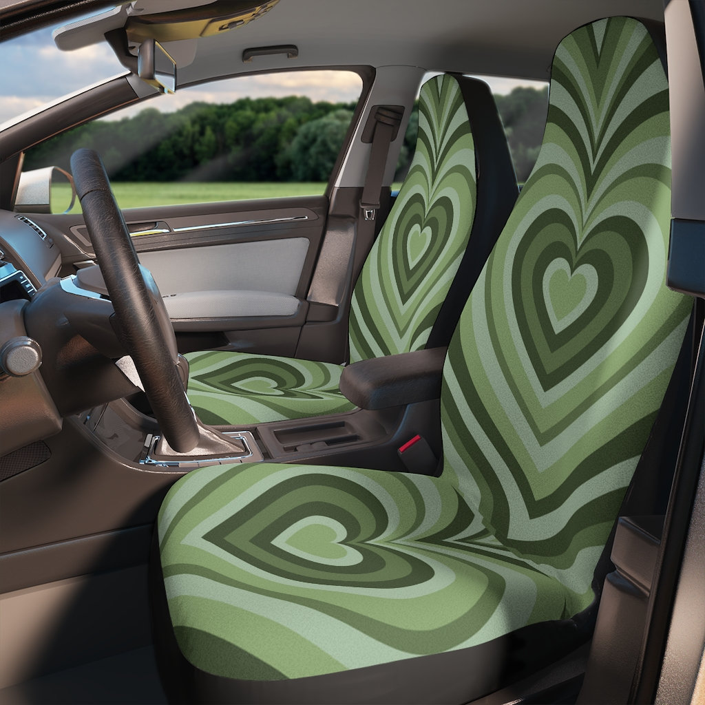 Sage Green Y2K Powerpuff Hearts Aesthetic Cute Girly Car Accessories for  Women Decor Seat Covers for Vehicle Set of 2 