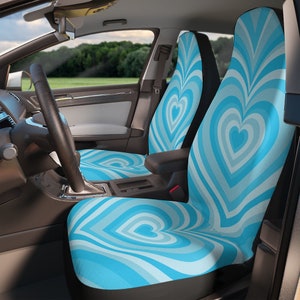 Light Blue Y2K Powerpuff Hearts Aesthetic Cute Girly Car Accessory Vehicle Decor Seat Covers Set of 2