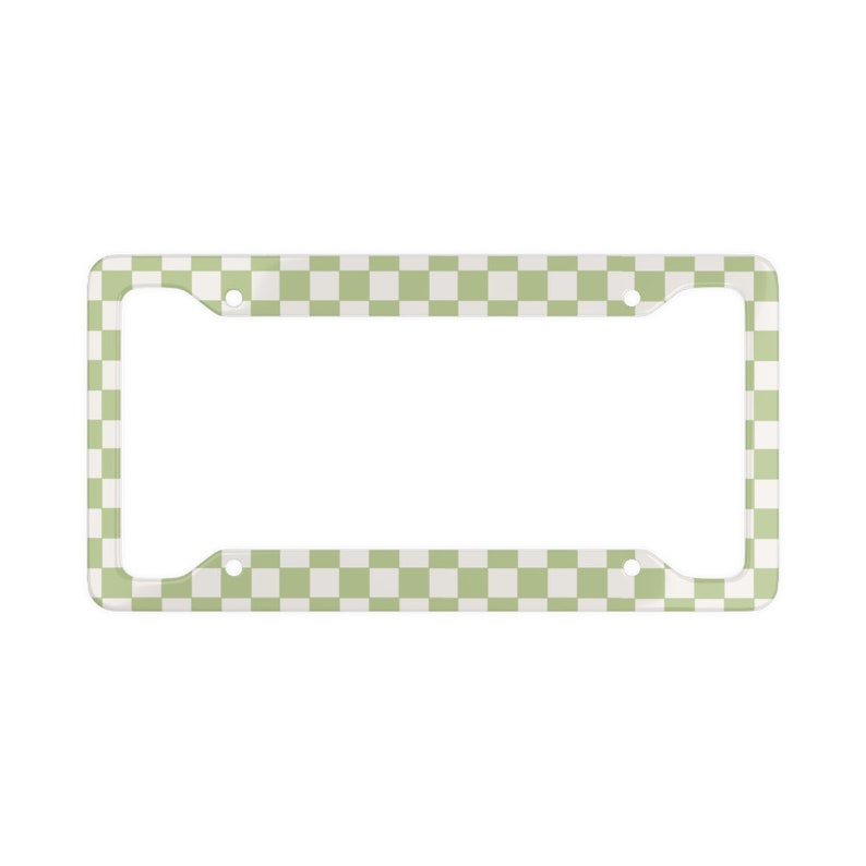 Light Green Checker Cute Aesthetic Y2K License Plate Frame Car Etsy