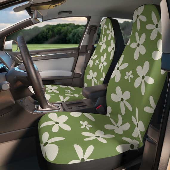 Cute Steering Wheel Covers - Sage Green Daisy
