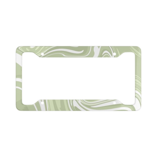 Light Green Groovy Waves Cute Aesthetic Retro License Plate Frame - 1 Frame