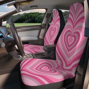 Pink Y2K Preppy Hearts Aesthetic Cute Car Accessories For Women Decor For Car Vehicle Seat Covers Set of 2