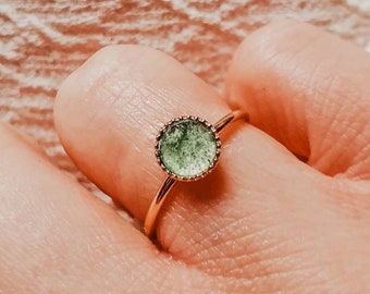 Anillo de Aventurina Verde | Anillo de aventurina natural | Anillo chapado en oro de 14 quilates | Anillo de Aventurina de Oro | Anillo de oro sencillo | anillo AGRIPINA