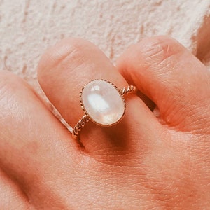 Rainbow Moonstone Ring | Gold Twisted Ring | Gold 14K Plated Ring | Gold Moonstone Ring | Moonstone Twisted Ring | DANA Ring