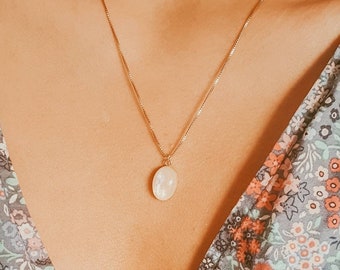 PRE-ORDER | Genuine Moonstone Necklace |Rainbow Moonstone Necklace |Gold Moonstone Necklace |Minimalist Stone Necklace |ELISABETH Necklace