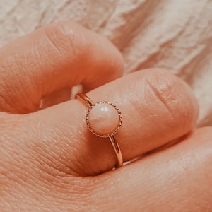 Pink Opal Ring | 14K Gold Plated Ring | Pink Stone Ring | Gold Opal Ring | Natural Stone Ring | Adjustable Ring | PSYCHÉ Ring