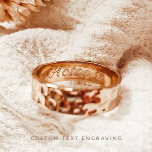 Gold Hammered Ring | Engraved Ring | 18K Gold Plated Ring |  Engraving jewelry | Custom Engraved Ring | HÉPHAÏSTOS Ring