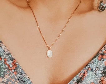 Mother of Pearl Necklace | MOP Necklace | Gold Shell Necklace | Gold 18K Plated Necklace | White Pearl Necklace | ANGÉLIQUE Necklace