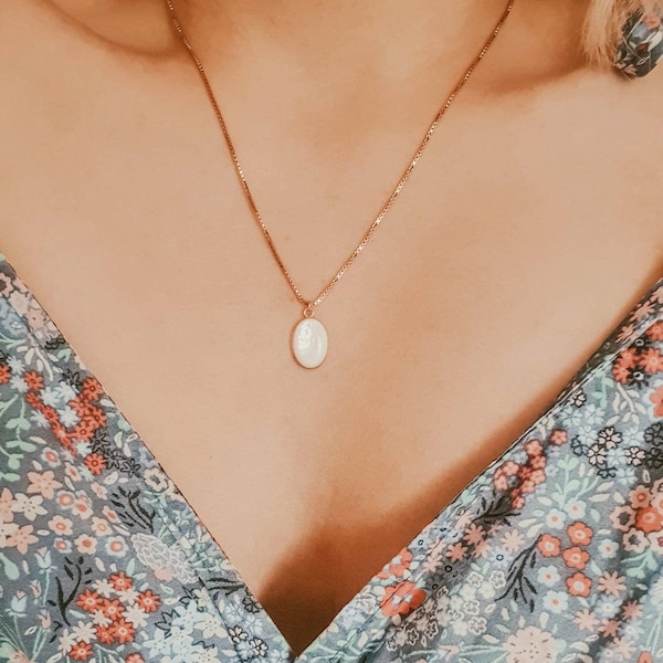 Mother of Pearl Necklace | MOP Necklace | Gold Shell Necklace | Gold 18K Plated Necklace | White Pearl Necklace | ANGÉLIQUE Necklace