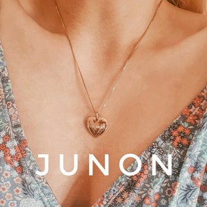 Heart Gold Necklace Custom Heart Necklace Engraved Necklace Gold 18K Gold Plated Necklace Engraved Gifr for Her JUNON Necklace image 2