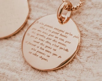 Love Quote Necklace | Romantic Necklace | Engravable Necklace | 18K Gold Plated | Love Letter Necklace | Gift for her | AMOUR Necklace